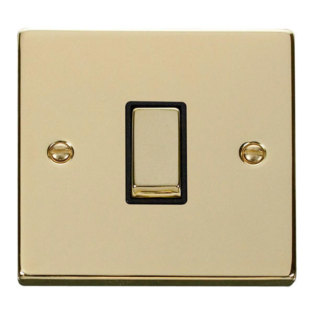 Polished Brass 10A 1 Gang Intermediate Ingot Light Switch - Black Insert