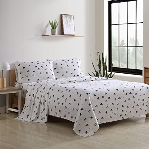 Image of Eddie Bauer - Flannel Sheets Twin Size, Anti-Pilling & Wrinkle Resistant Cotton, Touchably Soft for All-Season Comfort - Bed Sheets with Matching Pillowcase & Fitted Sheet (Ski Patrol White)