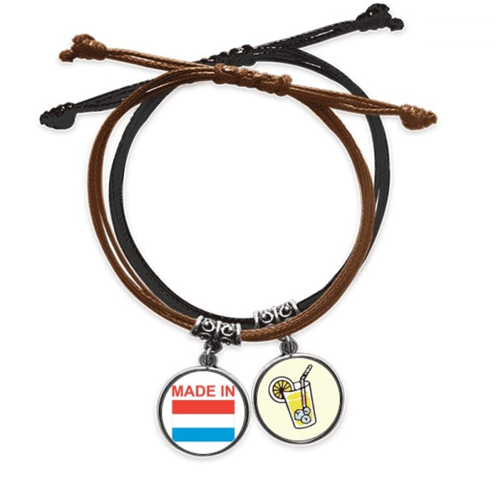 Bracelet corde main Luxembourg en cuir jaune citron - 3