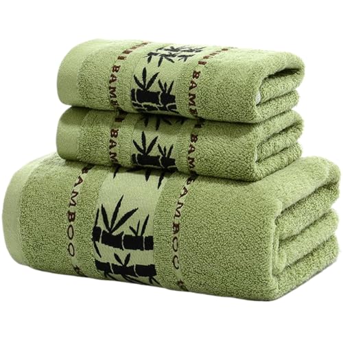 Serviette bain 140 x 71 cm et serviettes mains en lot de 3 pièces en bambou - 2