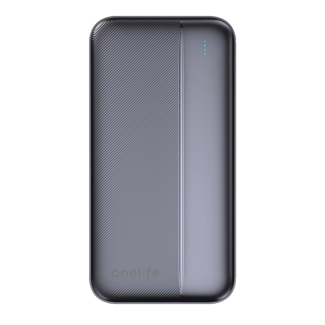 One Life 20,000mAh 12W Lithium-Polymer Power Bank with Fast Charging, Ultra Slim Power Bank with USB-A Output Port & Dual Input Ports - Portable External Battery Pack with LED Indicator (Black)-image-22