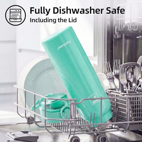 Image of Fanhaw 24 oz Insulated Water Bottle with Soft Silicone Spout Lid, Leakproof Stainless Steel Vacuum Bottle for School, Sports& Daily Use, Kids, Teens& Adults, Back to School Essentials (Bianchi Green)
