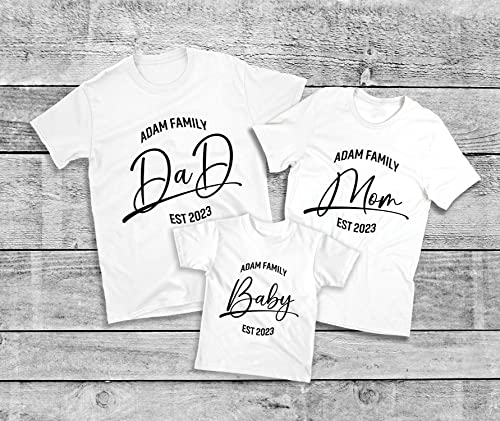 Personalized Mom Dad Baby Shirt, Family Vacation Shirt, Fathers Day Shirt, Birthday Matching Shirt, Family Trip Shirt Black3