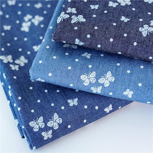 Tissu denim en coton imprimé pour des accessoires de mode et patchwork bohème faits main