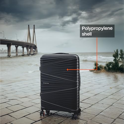 Image of Nasher Miles Mumbai Hard-Sided Polypropylene 8 Wheels Double Spinner Cabin Luggage Black 20 inch |55cm Trolley Bag, Small