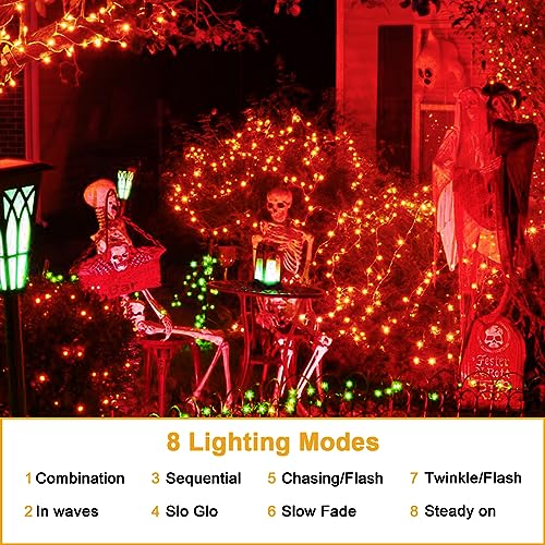 FFZZKJ Halloween Solar Lights Outdoor Garden Waterproof Total 240LED 12Mx2 Pack for Garden Patio Balcony Terrace Veranda Tree, Orange - Image 2