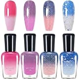 KAHSOSE Thermal Nail Polish Set, 4Pcs Color Changing Nail Polish Quick Dry No UV Needed, Temperature Changing Gel Nail Polish Effect, Mood Nail Lacquer for Women DIY Manicure