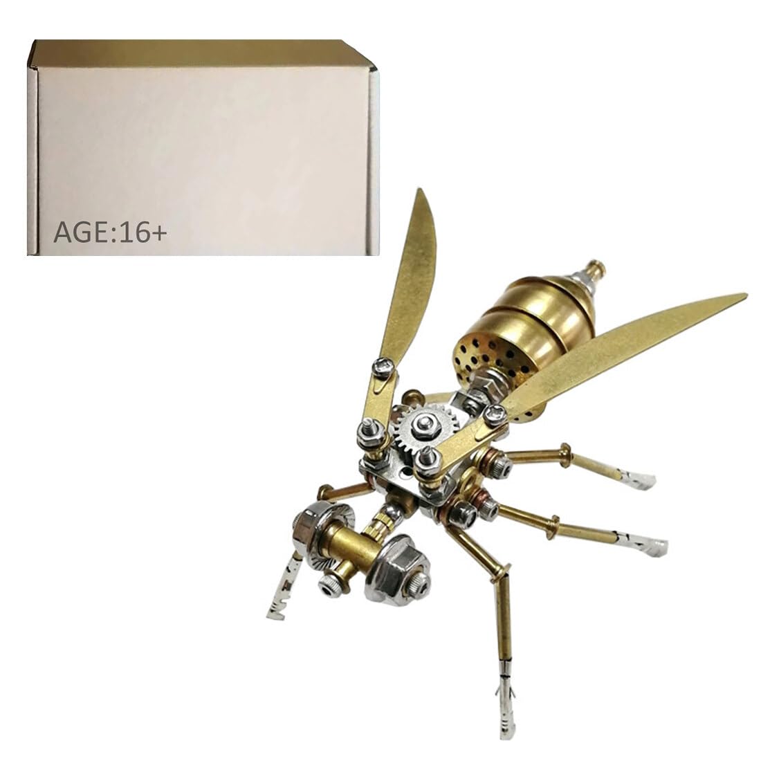 3D Metal Puzzle, 100+PCS Steampunk Mechanical Insect Metal Model Creative Handmade Toy Art Collection Ornament Decoration - Wasp