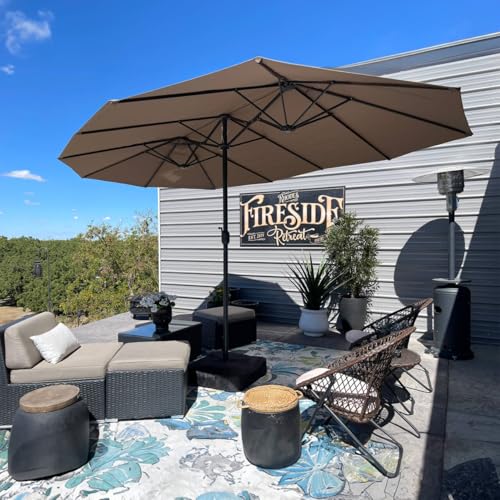 PURPLE LEAF Doppelsonnenschirm 455 x 270 cm, Sonnenschirm Groß, Oval Gartenschirm mit Kurbel, UV...