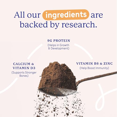 Image of Gritzo SuperMilk Overall Growth (7-9y Girl), Double Chocolate, 400g | 9g Protein with 20 Vitamins & Minerals | Zero Refined Sugar