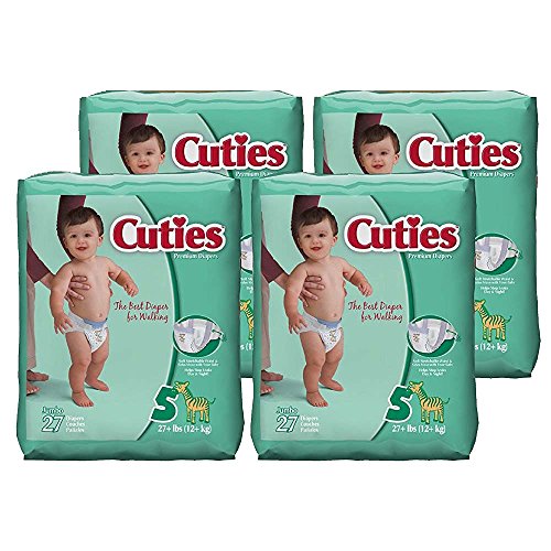 Cuties Baby Diapers, Size 5, 27 Count (Pack of 4)