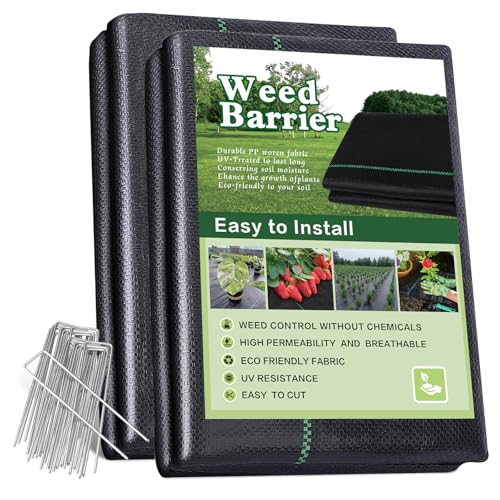Gree-Mac 3x100FT Weed Barrier Landscape Fabric 3.2oz Heavy Duty Garden Cloth Ground Cover for Gardening Come with 20 U-Shaped Securing Pegs