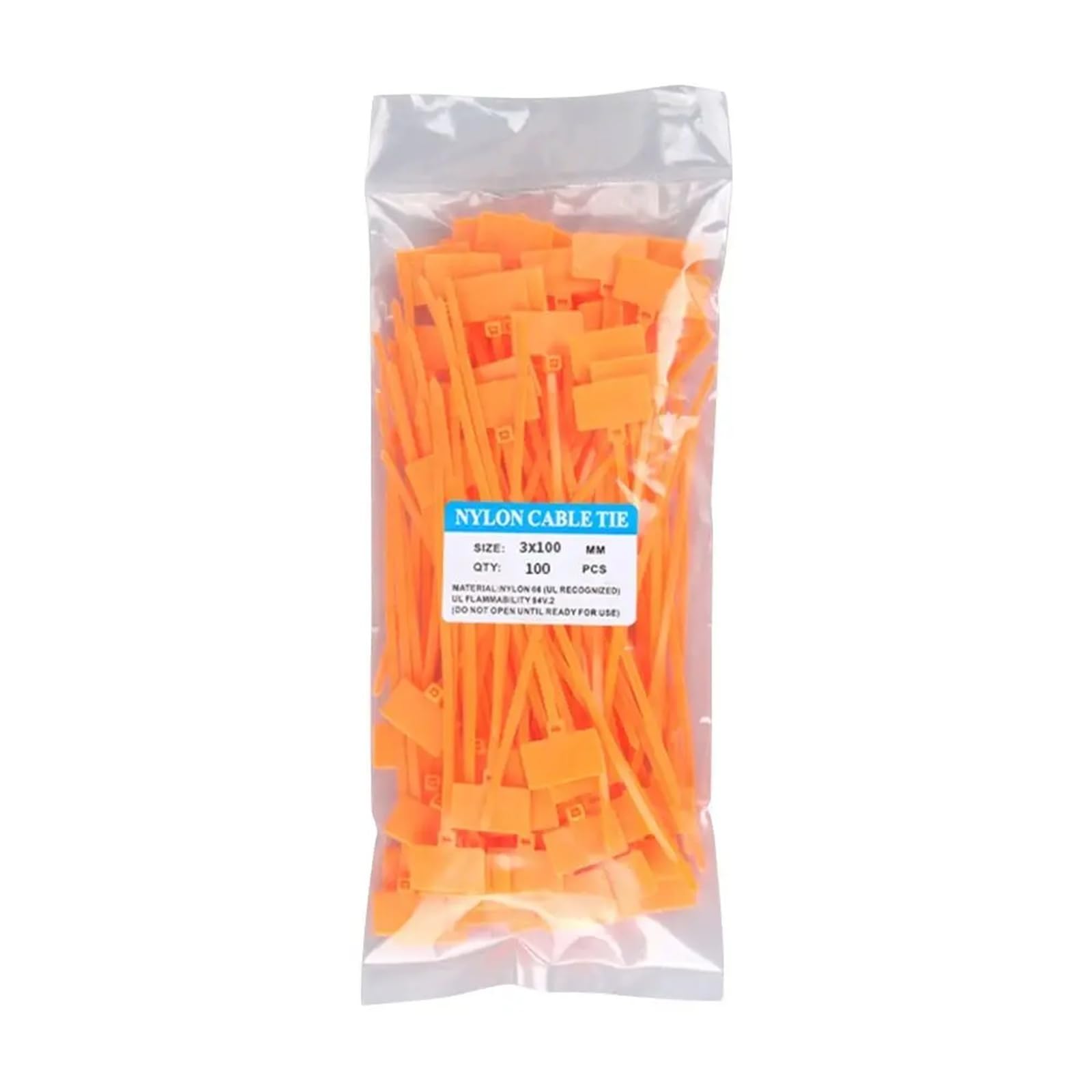 Chrklio Orange Cable Ties 100Pcs Colorful Nylon Cable Ties Plastic Label Strapping