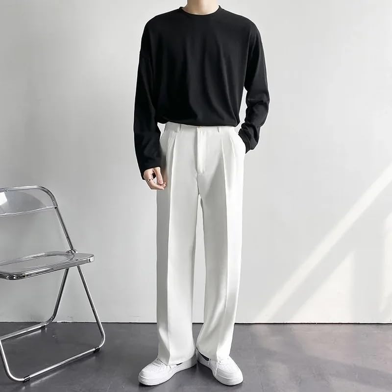 Men Straight Pants Korean Loose Suit Trousers Casual Baggy Wide Pant Male Streetwear4