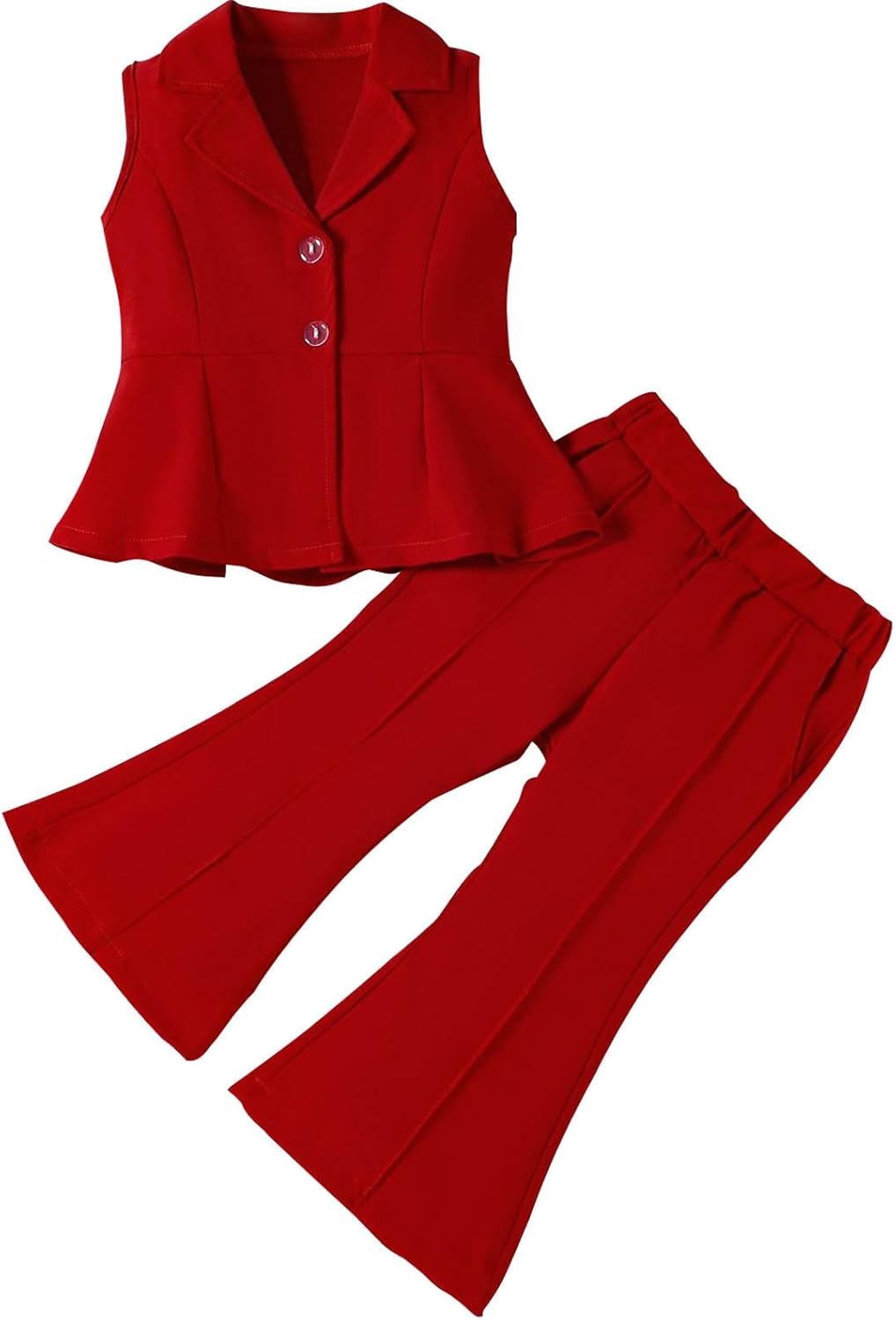Girls Summer Clothing Outfits Lapel Button Down Blazer Vest and Cute Long Pants 2 Piece Set Fashion Casual Kids Set