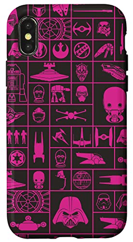 Coque iPhone X/XS Star Wars Galactic Grid Rose vif pour smartphone Apple