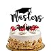 Black Masters Cake Topper - Glitter Congrats Grad Party Decors- Class of 2024 Graduation with Graduate Cap Party Decorations