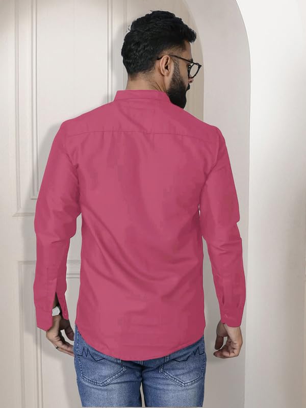 Image of Pinkmint Shirt for Men Cotton Soild Shirt & Spread Collar Long Sleeve Shirt Formal, Travelling