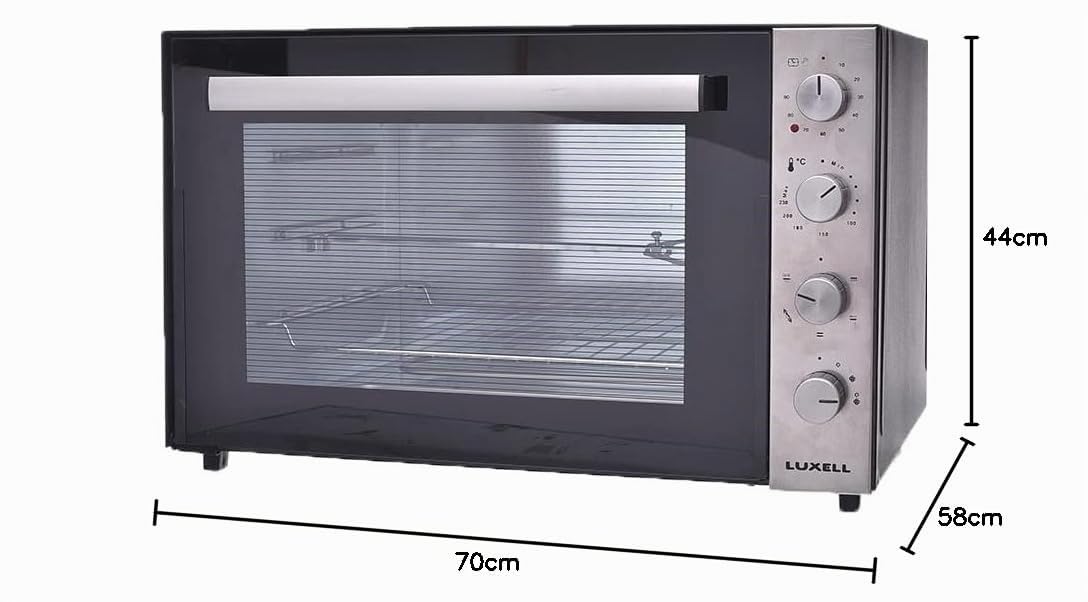 Luxell Forno a convezione da 70 litri con grill e ventilatore, 2000 Watt, nero 9345