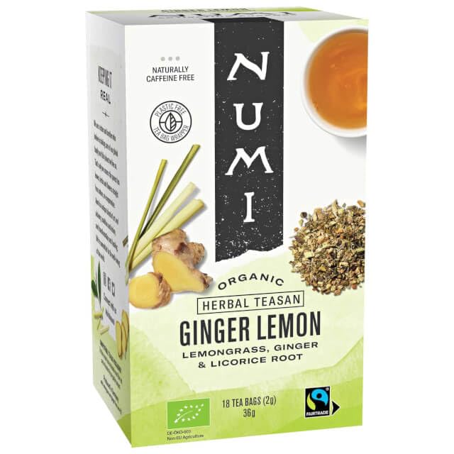 Té Jengibre y Limoncillo Orgánico, Infusión Sin Cafeína, 18 Bolsitas, 36g