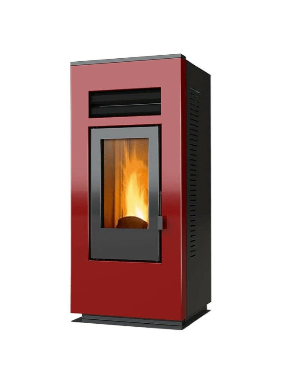 Stufa A Pellet Canalizzata Optima Modello One 12 C Ventilata Colore Bordeaux