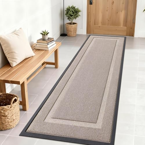 Image of OLANLY Front Door Mat Indoor Outdoor Entrance, Waterproof All-Season, All-Weather Doormat, Sturdy Natural Rubber, Low Profile, Easy Clean Patio Porch Entryway Mat, 71x23, Camel
