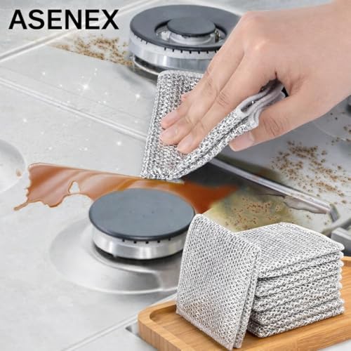 Image of 10 Pack Non-Scratch Wire Dishcloth,Premium Steel Scrubber for Utensils Cleaning, Multipurpose Dish Wash Cloth for Kitchen Cleaning - Dishes, Sink & Counter