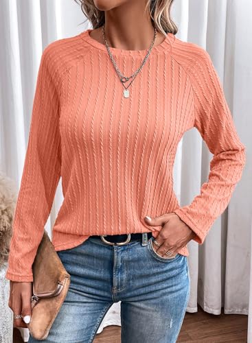 Image of Dokotoo Womens Tops Long Sleeve Lightweight Shirts 2026 Spring Fashion Clothing Trendy Tops Crewneck Knit Basic Tee