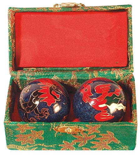 Qi Gong Klangkugeln - Drache-Phönix blau- 35 mm