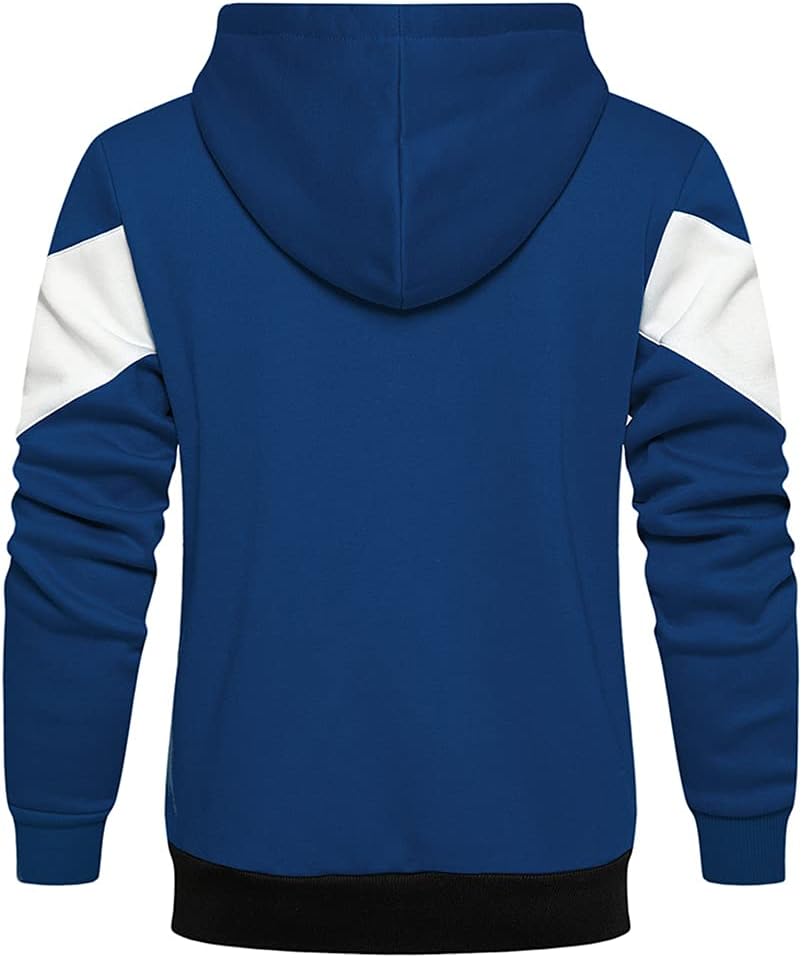 DUOFIER Men's Hoodies Zip Front Sweatshirt Color Blocking Hooded - Image 4