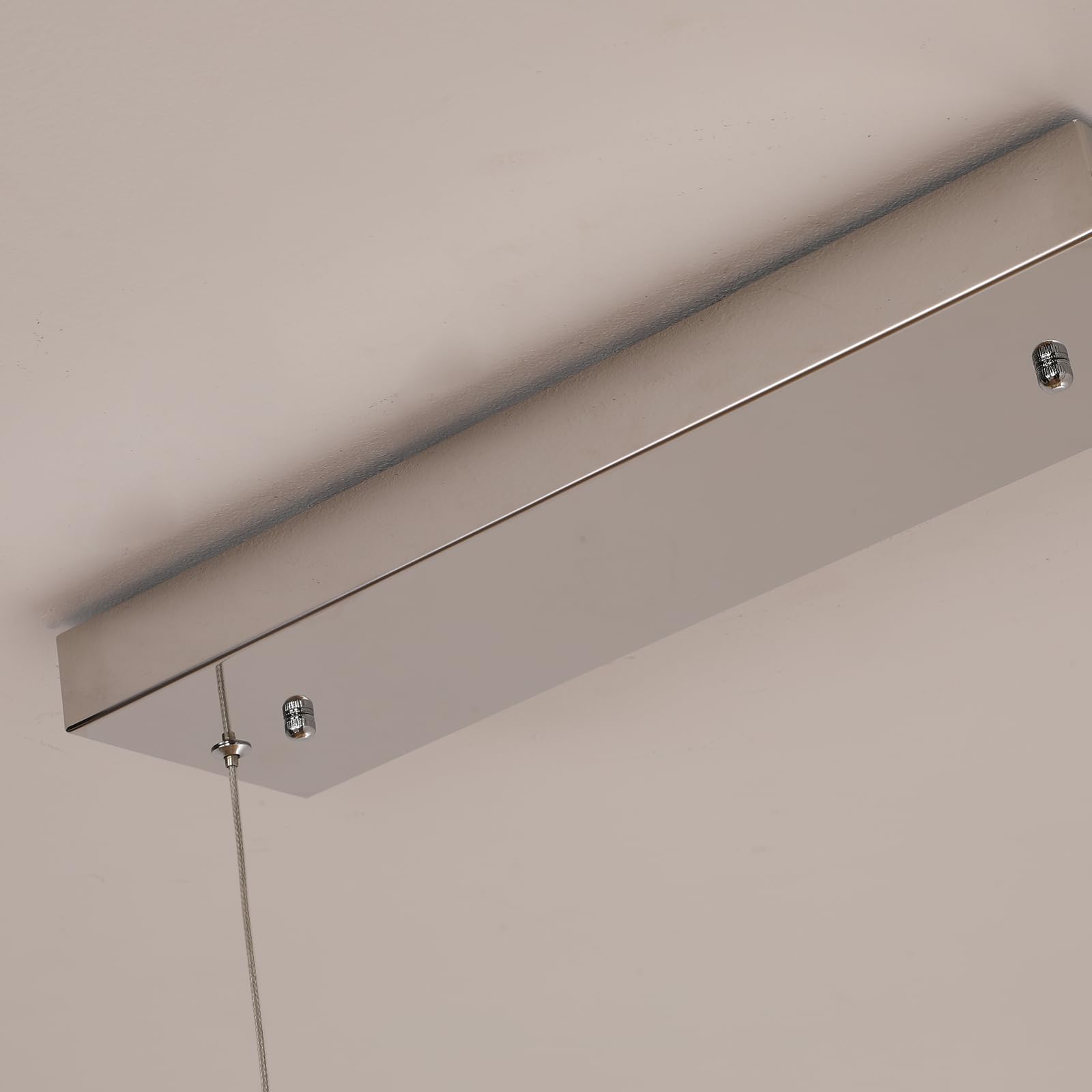 GEADI LED Lampadario Cromato, 120CM Lampada a Sospensione Moderna per Tavolo da Pranzo con 12 Globi di Vetro, Plafoniere a Soffitto Regolabile, Lampadari Lungo per Sala da Soggiorno, Cucine, Salotto