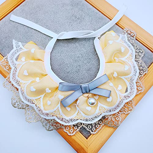 SUNCN 猫首輪 猫の首輪 犬 かわいいペットバンダナ 柔らかい 貴族風エリザベスカラー風猫用 可愛い首飾り おしゃれ 軽量ネコ用くびわ ペットへのギフトお祭り和風 猫お正月 晴れ着 お祝い 誕生日 洗いやすい食事用 お散歩 お出かけ 用アクセサリー M