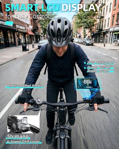 Image of Electric Bike for Adults 500W Motor Ebike 26 inch Electric Mountain Bike with 6-Speed and Dual Disc Brakes 20MPH Commuter Electric Bikes All Terrain with Full Suspension System(12Ah Black)