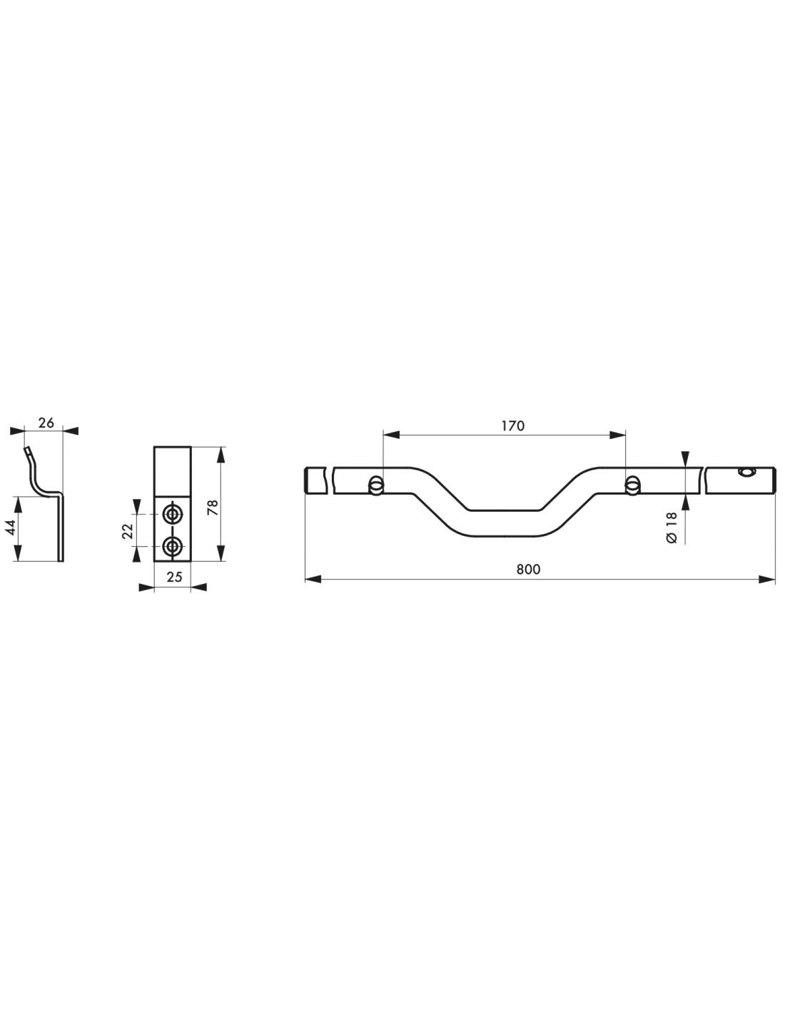 THIRARD - Barra de Seguridad para Persiana de Madera - Acero Galvanizado Negro - Ø 18 x 800 mm - 4 Patas Antipalanca - Perno con Cabeza Cuadrada - Cierre con Candado