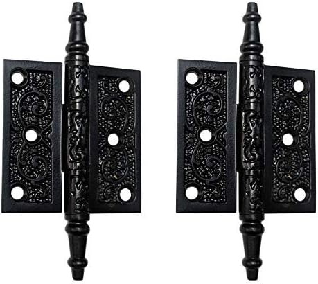 Adonai Hardware Brass Decorative Hinge (Supplied as 2 Pieces per Pack, with Matching Screws) (2 1/2" x 2 1/2", Black Powder Coated)