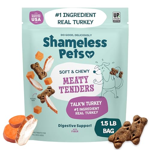 Image of Shameless Pets Soft & Chewy Dog Treats, Talk'n Turkey Meaty Tenders, 1.5lb - Real Turkey is 1st Ingredient - Grain Free, No Corn or Soy - Digestive Support - for Small, Medium & Large Dogs