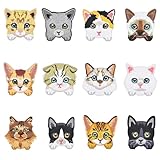 Cute Embroidered Cat Patches - 12pcs Iron On Patches for Clothes, Jackets, Backpacks - Sew On Patches - Perfect Iron On Patches for Kids - Trendy Jacket & Backpack Patches