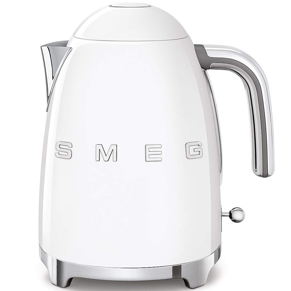 SMEG KLF03 Electric Kettle 1.7L (7 Cup), Retro Hot Water Boiler for Tea & Coffee, Fast Boiling, Auto Shut-Off, Soft Open Lid, 360° Swivel Base Countertop Kettle – White