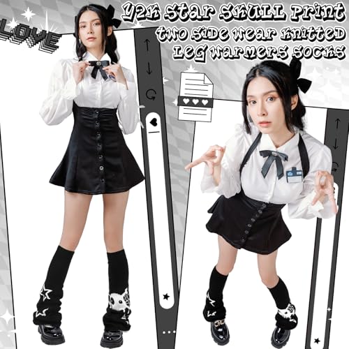 Image of Geyoga Y2k Accessories Harajuku Leg Warmers Gyaru Clothes Japanese Kawaii Girls Leg Warmers Goth Cute Lolita Knit Boot Socks