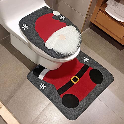 ANBID Weihnachts-Toilettensitzbezug – Weihnachts-Toilettendeckelbezug und Bodenmatte |Weihnachts-Toilettensitz-Deko-Dekorationen, Weihnachts-Toilettensitz-Deckel und Bodenmatte – Bild 7