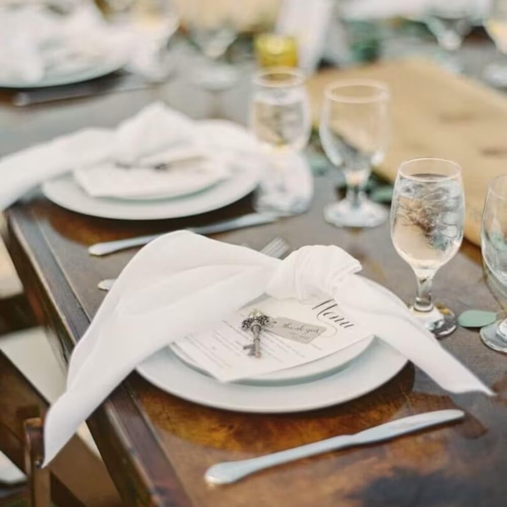 White Cloth Napkins 100% Cotton 10x10 inches Set of 30 – Reusable Soft Washable Dinner Napkins for Weddings Parties Everyday Use – Premium Linen Table Napkins