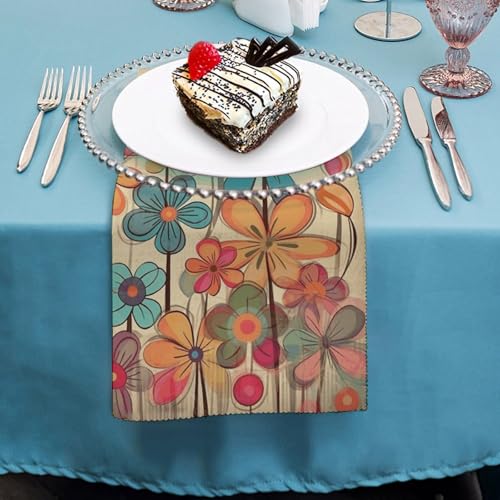 Servilletas de tela con flores vintage pack 4 miniatura 4