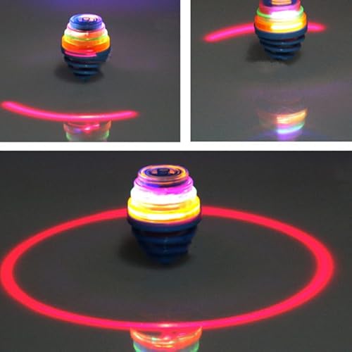 TOYANDONA 2Pcs Mini Blinkt Spinning Tops Spielzeug LED Licht up Kreisel Spielzeug mit Sound Peg Top für Kinder Kinder Party Favors (Gelegentliche Farbe)