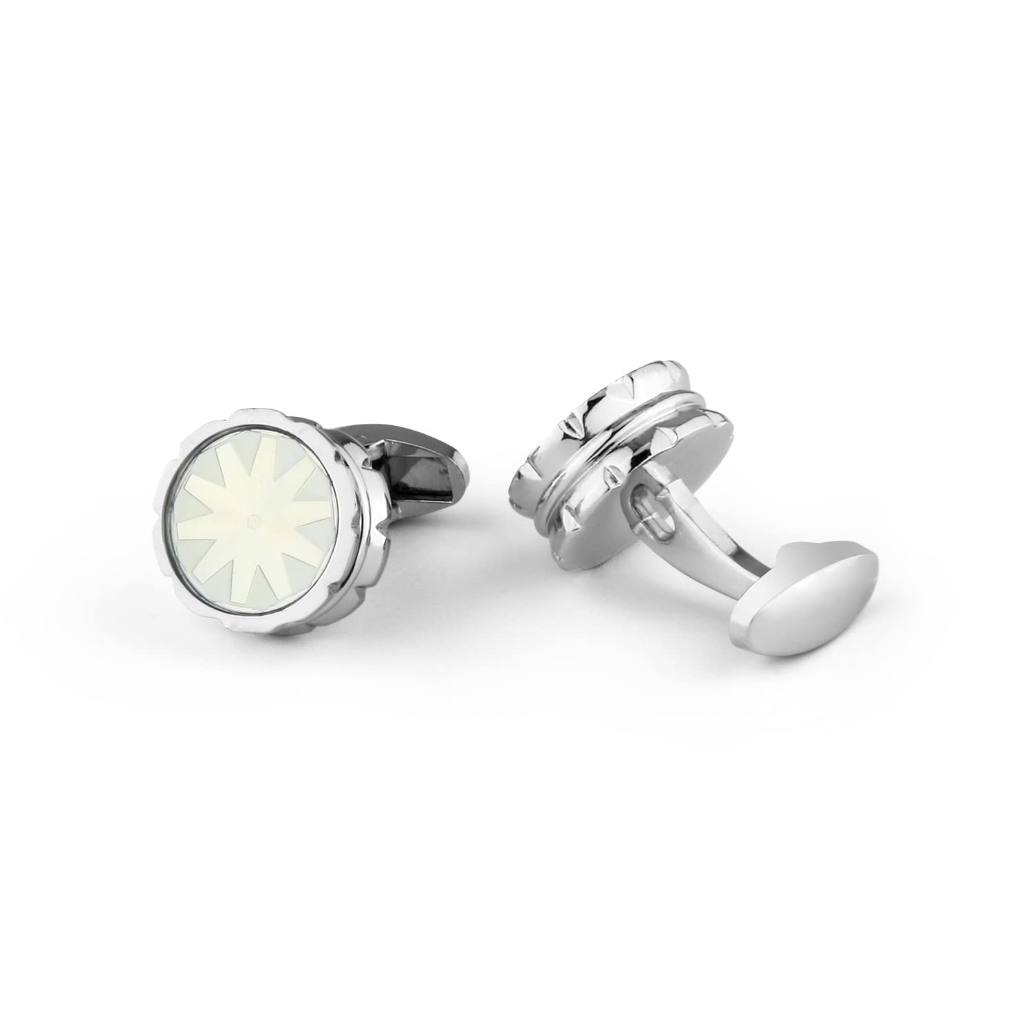 wynameleri Novelty Cufflinks Set with Gift Box for Gentlemen Shiny Silver