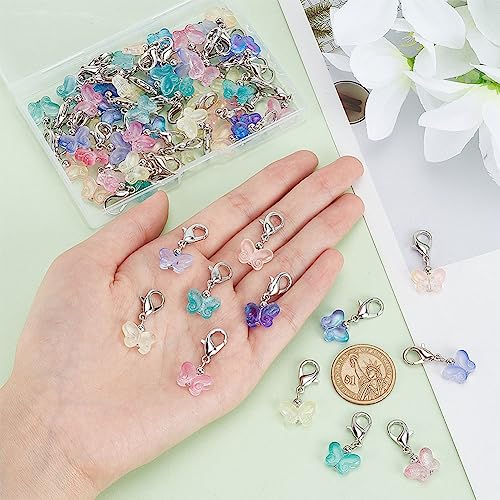 PH PandaHall 60pcs Glass Butterfly Dangle Charms - Image 3