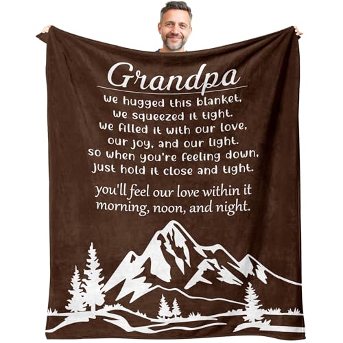 Fathers Day Grandpa Gifts Blanket 60x50 Happy Birthday Gifts for Grandpa Best Grandpas Gift Ideas from Granddaughter Grandson Presents for Granddad Grandfather from Grandkids Grandchildren