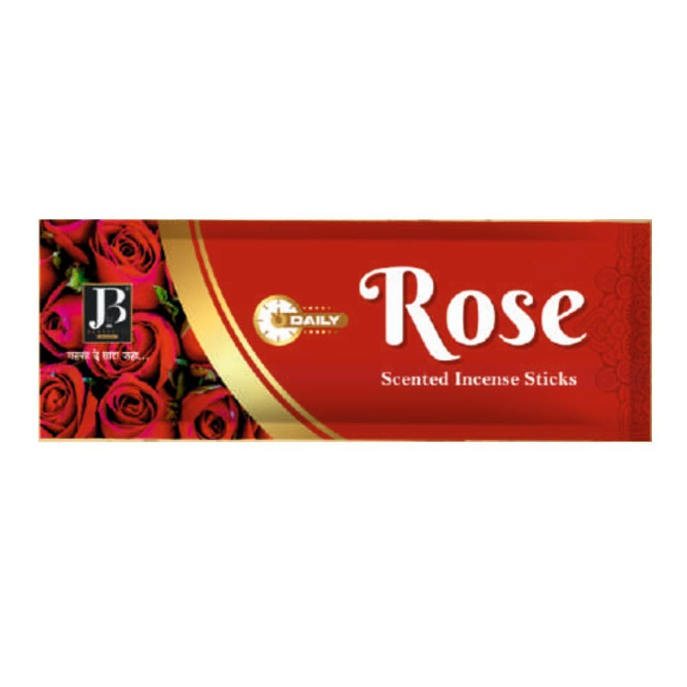 JB Agarbatti Rose Incense Sticks 40g x 3 Pack – 9 Inch (22.86 cm) Long with Romantic Rose Floral Fragrance – Ideal for Meditation, Yoga, Puja & Home Ambience