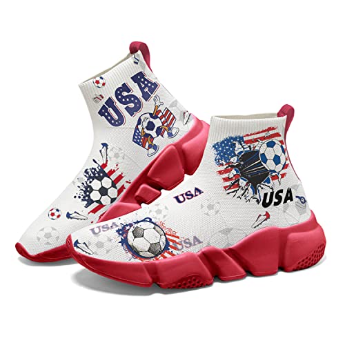 Hetios World Cup USA Painted Sock Shoes Women's Sneakers Commemorative Running Shoes