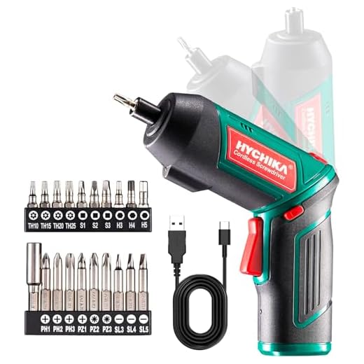Akkuschrauber, 6N·m und 2000mAh Akku HYCHIKA 3,6V Li-Ion mit 20 Zubehörteilen, LED-Licht, Ladeadapter Magnetfutter für Schrauben