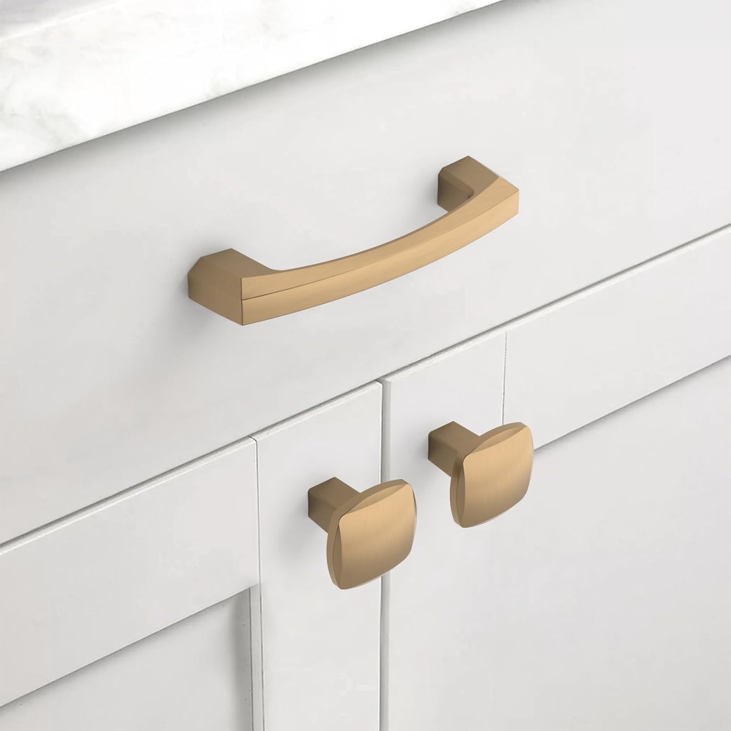10 Pack Champagne Bronze 1 Inch(29mm) Kitchen Cabinet Knobs Single Hole Dresser Knobs Gold Cabinet Door Handles and Pulls Knobs for Cabinets and Drawers Kitchen Cabinet
